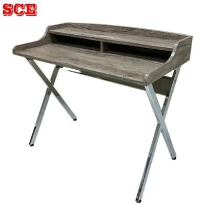 China Easy To Move Multifunctional Classic Painted Brown Wood Writing Writing Antique Stainless Steel Computer Desk for sale