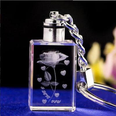 China The Gift K9 Leaded Roses Crystal Laser Crystal Key Chain for sale