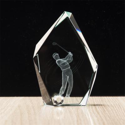 China New Europe Design Golf Award And Ice Crystal Trophy For Golf Tournament for sale