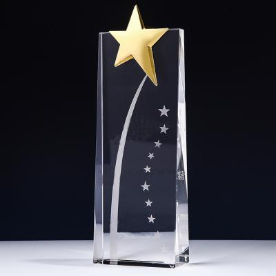 China Healthcare Institutes Hot-selling Five-pointed Star Crystal Trophy Customized for sale