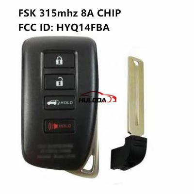 China For lexus 4 button smart remote panel FSK315mhz 2110 Full CHIP 8A CHIP (SUV) ID: HYQ14FBA for Lexus_NX200 (Matte On Lex-RK-03A for sale