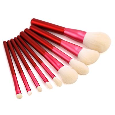 China Durable Professional OEM Best Private Label Wooden Handle Soft Wrapping Soft Face Eyes Red Makeup Brushes for sale