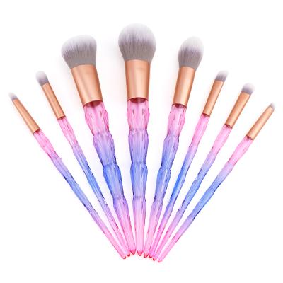 China OEM Vegan Durable Colorful Beauty Set Custom Packing Crystal Plastic Handle Face Eyes Makeup Brushes for sale