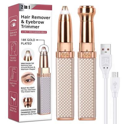 China Lady Painless Eyebrow Hair Remover USB Rechargeable Easy Clean Electric Eyebrow Hair Remover for sale