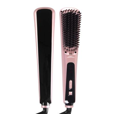 China Straightenerhiar Temperature Display Ceramic Heating Hair Straightening Brush for sale