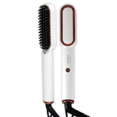 China Straightener Beard and Hair Hiar Tools Fast Heating Beard Straightening Mini Mens Hair Brush Electric Hot Comb for sale