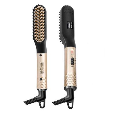 China Straightener Beard and Hair Hiar Tools Fast Heating Beard Straightening Mini Mens Hair Brush Electric Hot Comb for sale