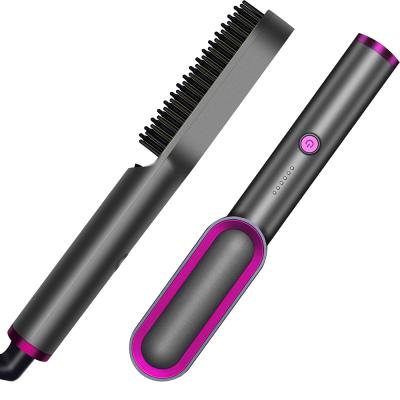 China Straightener Beard and Hair Hiar Tools Fast Heating Beard Straightening Mini Mens Hair Brush Electric Hot Comb for sale