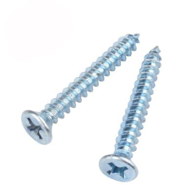 China Various Flat Promotional Goods Using White Galvanized Cross Recessed Flat Head Tapping Screw for sale