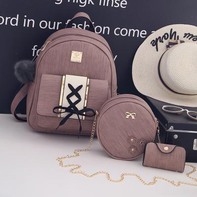 China 2021 New Korean Fashion Waterproof Women Travel Retro Waterproof Princess Bag Schoolbag Backpack For Girl Child School Girl Three Piece Set for sale