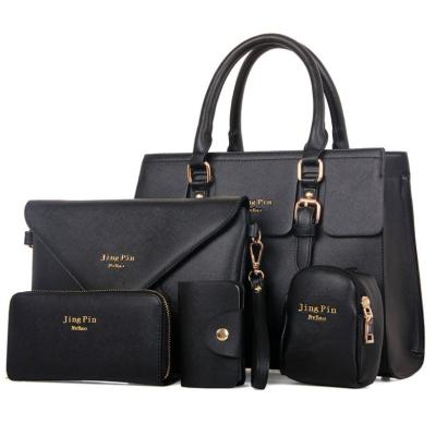 China 5 Piece PORTABLE Wholesale Cheap Set PU Leather Key Case Cartera Tote Bag Hand Bags Handbag With Custom Logo for sale