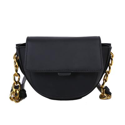 China 2021 Summer Fashion Spring Lady New Trendy Versatile Retro Shoulder Chain Cross - Body Saddle Design Black Luxury Handbag For Woman for sale