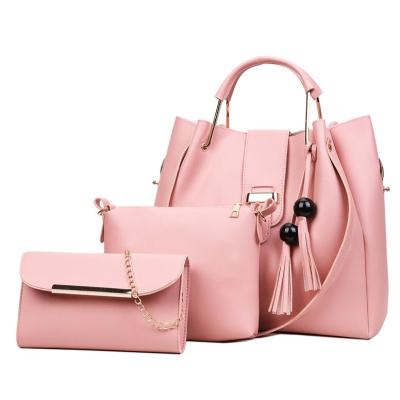 China Luxury Fashion PU Leather Lady Shoulder Woman 3 Piece Branded Purse And Handbag for sale