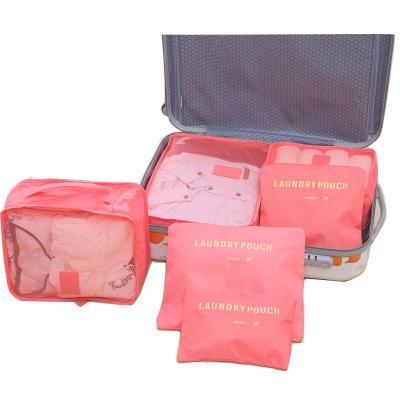 China Fashion Style Travel 6 Pieces Set Waterproof Underwear Classification Organizing To Personalize Pink Packaging Cosmetic Bag Makeup Organizer for sale