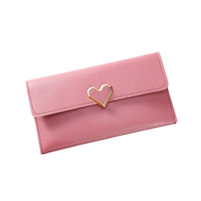 China 2022 Lady Leather Long Wallet Woman PU Leather Multiple Heart Shaped Multiple Mobile Phone Other Wallet Card Slots for sale