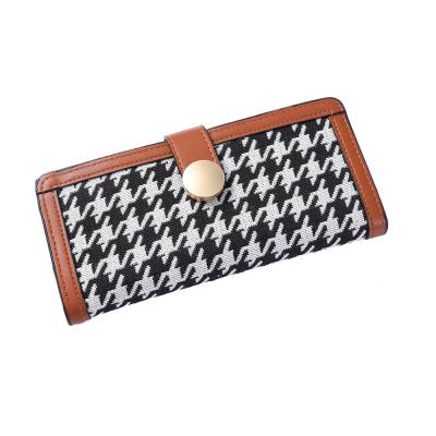 China Other Eco-Friendly Fashion Simple Houndstooth Gentleman's Buckle Female Wallet Long And Card Holder for sale