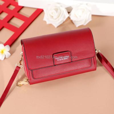 China 2021 New Lady's Wallet Women's Purse Simple Large Capacity Cross Shoulder Satchel Mobile Phone Bag Wholesale for sale