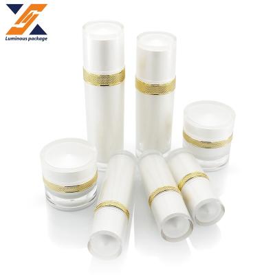 China 15ml 30ml 50ml 100ml 120ml Container Set Cylinder Lotion Bottle And Single Acrylic Cream Cosmetic Jar 30g 50g for sale