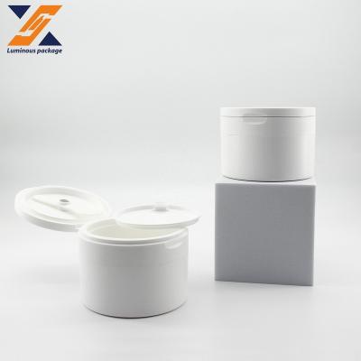 China Popular brand new style 100g pp spill top cap cream jar with spatula flip lid cosmetic white jar for sale