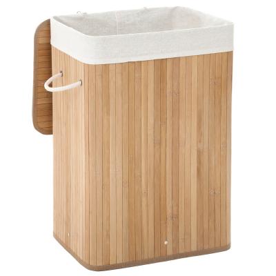 China SONGMICS Eco-friendly Durable Folding Laundry Basket with Lid for Clothes Storage Bamboo Laundry Basket for sale