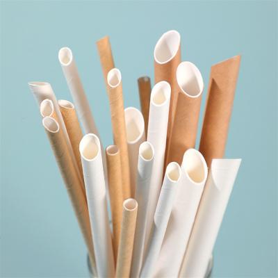 China Recyclable Eco friendly disposable kraft paper straw biodegradable bubble tea paper straw Individually wrapped paper drinking straw for sale