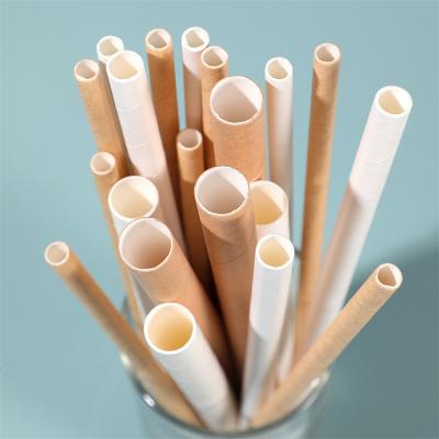 China Recyclable 12mm Wide Paper Drinking Straws for Pearl Boba Milk Tea Kraft White Paper Straws Wrapped by White/Kraft Paper for sale