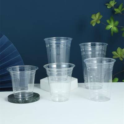 China Single Wall Made in china 12 oz 24oz 98mm custom cups with lids pet plastic cup for sale