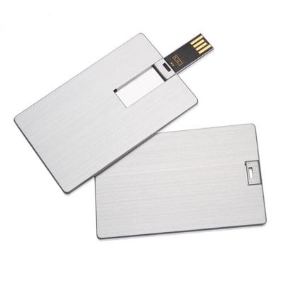 China Card Metal Sliding Card USB Drive Memory Flash Drives , Interesting Looking Metal Card USB With Laser Logo for sale