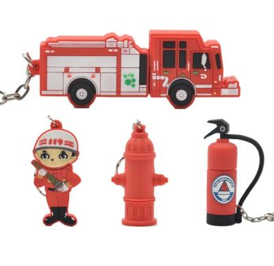 China Silicone Fire Extinguisher Cartoon USB 3D Fire Truck Pendrive USB Flash Drive 8GB 16GB 32GB for sale