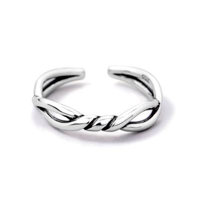 China Cute S925 Sterling Silver Rings For Engagement Wedding Jewelry Gift Double End Twist Ring Open Size 925 Silver Bridal For Women for sale