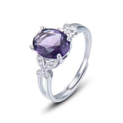 China FASHION Ring 925 Sterling Silver Shining Amethyst Halo Ring Eternity Wedding Jewelry from Dropshipping Sterling Silver Purple Stone Gemstone for sale