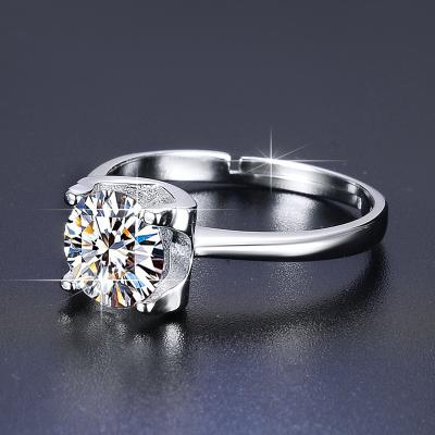 China 1CT Round Solitaire Ethnic Engagement Ring Halo Promise Ring Silver Plated Zircon Dropshipping Women's Alloy Diamond Ethnic for sale