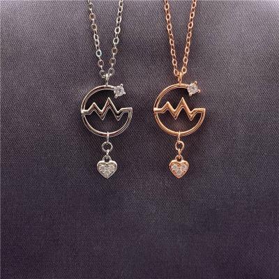 China TRENDY Pure S925 Silver Necklace For Women Geometric Elegant Heart Real Heart Choker 18K Chain Clavicle Circle Pendant Necklace Jewelry for sale