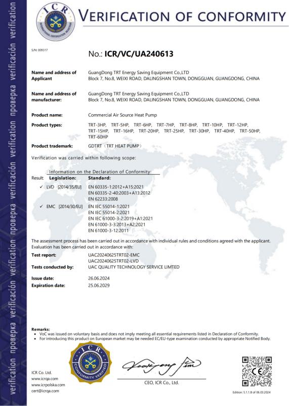 CE 01 - Guangdong TRT Energy Saving Equipment Co.,LTD