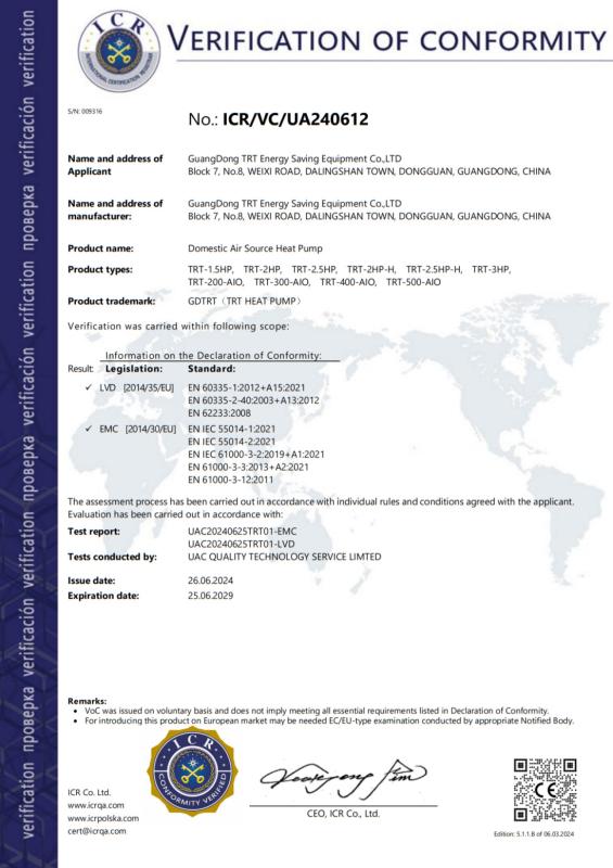 CE 02 - Guangdong TRT Energy Saving Equipment Co.,LTD