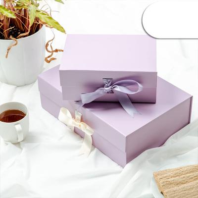 China Custom Customized Luxury Large Black Folding Sets Collapsible Gift Box With Magnet With Ribbon Folding Cardboard Box For Clothing for sale