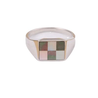 China Simple CLASSIC Brass Enamel Square Seal Ring Signet Finger Ring Men Jewelry for sale