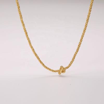 China TRENDY Chain Necklace 18k Gold Plated Cut Rope Chain 16inch Yellow Rope Chaine Pour Femme For Jewelry Making for sale