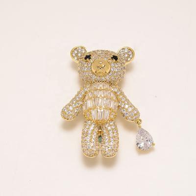 China Other Gold Plated Cute Retro Big Teardrop Jewelry Bear Luxury Women Fine Drop Brooches For Women Brooches Pins Scarf Accessories Wedding for sale