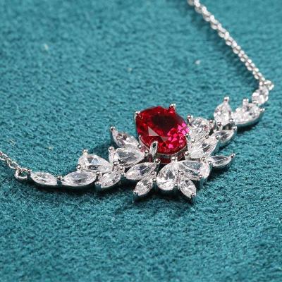 China Other Popular S925 Sapphire Cubic Zircon Stone Necklace Sterling Silver Designs Platinum Plated Fashion Jewelry for sale