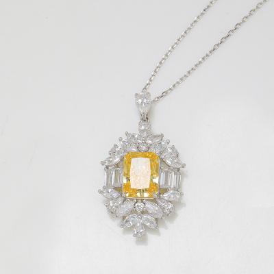 China Other Luxury Retro Green Cubic Zircon Fashion Pendant Sterling Silver 925 Pendant Chain Necklace for sale