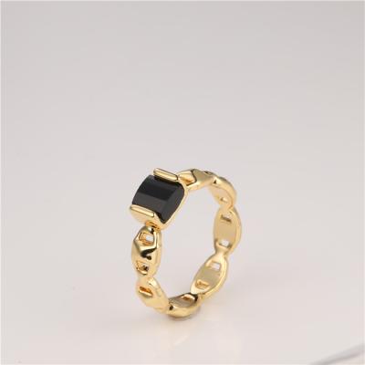 China Custom Logo Personality Index Finger Gold Color Fashion Romantic Copper Zircon Inlaid Luxury Women Ring for sale