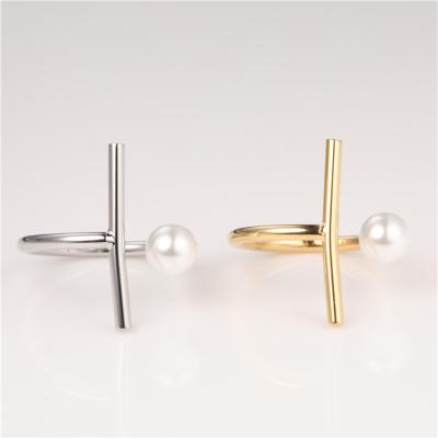 China Hiphop Metal Ball Gold Open Ring Custom Logo Small Pearl Knuckle Jewelry Women Minimalist Open Ring for sale