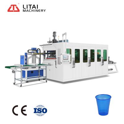 China Automatic Disposable Plastic Cups Servo Motor Driven Plastic Thermoforming Machine For Cup Container Dish Box for sale