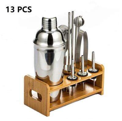 China Mirror Polishing Wholesale Stainless Steel Bar Tool 13pcs Boston Shaker Cocktail Shaker Set Cocktail Shaker for sale