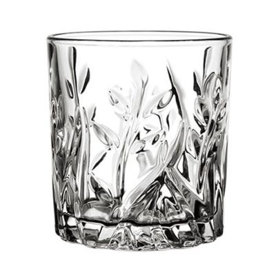 China Factory price 310ml willow leaf relief light luxury whiskey whiskey bear glass cup bear glass for sale