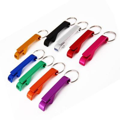 China Viable Wholesale Optional Colors Lightweight Portable Aluminum Alloy Beer Beverage Cans Bottle Opener Key Chain for sale