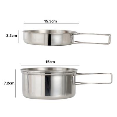 China Stainless Steel 410 Stainless Steel Portable Outdoor Camping Pot Cooker Set for sale