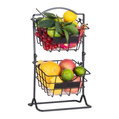 China Sustainable Black Fruit Bowl Kitchen Pendant Removable Fruit Rack Bread Basket Vegetable Storage Organizer for sale