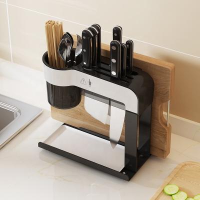 China Multifunctional Black And White Kitchen Countertops Knife Drain Rack Viable Factory Customized Stainless Steel for sale